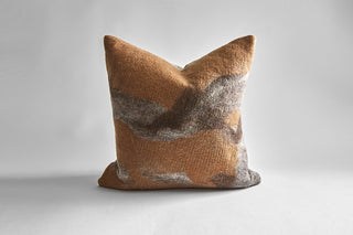 Redwood rust square decorative pillow felted shetland gray wool