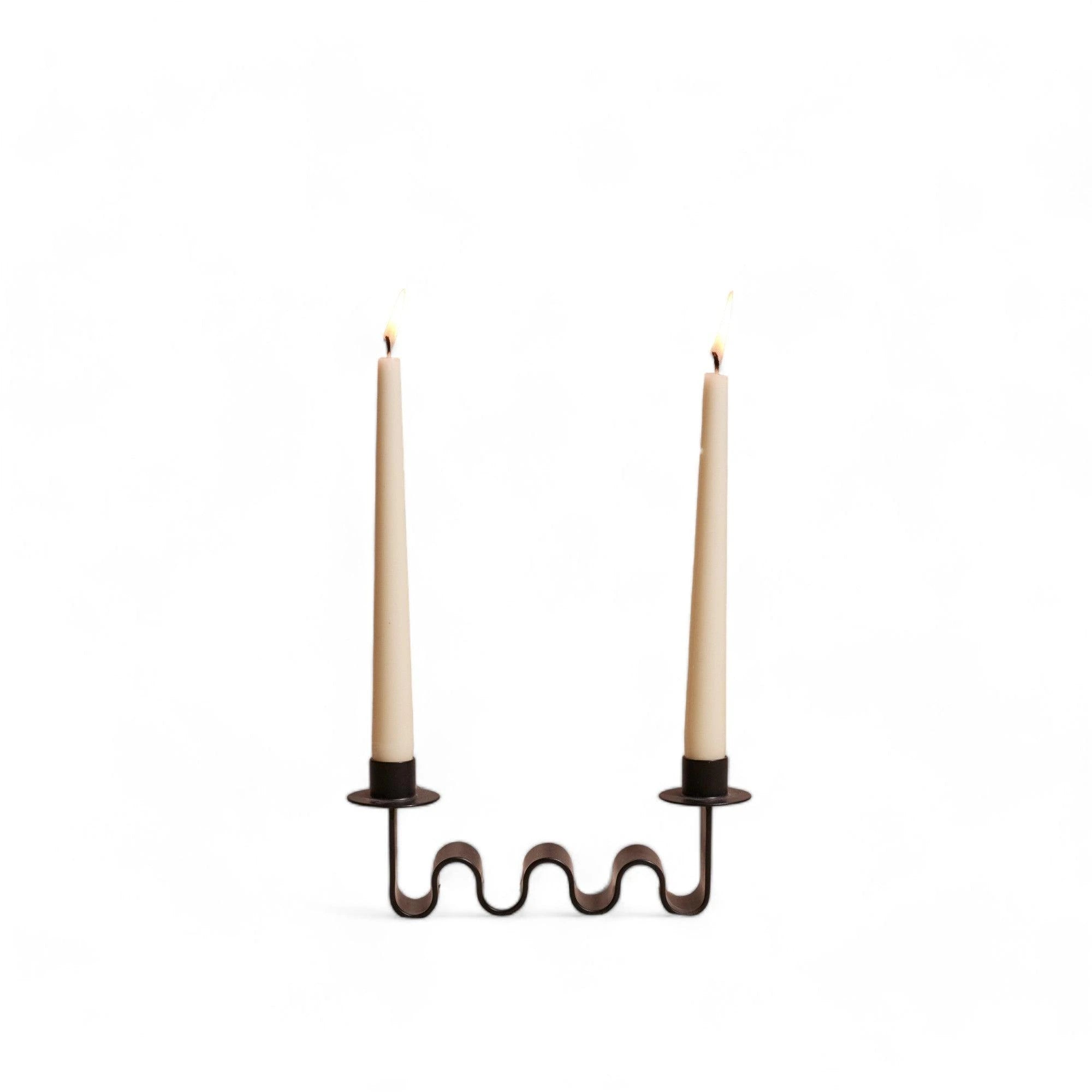 Wavy black candle holder