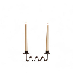 Wavy black candle holder