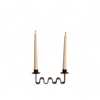 Wavy black candle holder