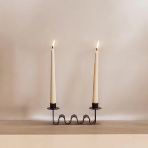 Wavy black candle holder