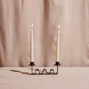 Wavy black candle holder