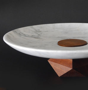 Akumal decorative plate handcrafted with marble stone and tzalam wood made in Mexico