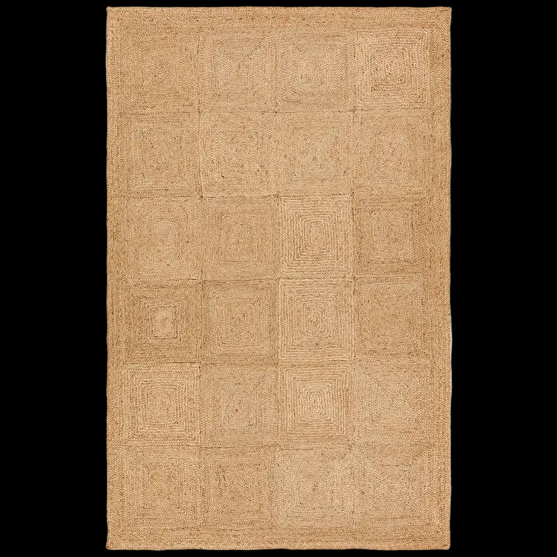 jute woven rug with geometric pattern