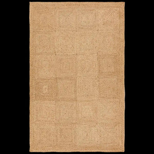 jute woven rug with geometric pattern