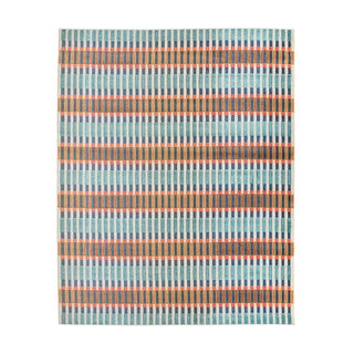 Rectangular rug with striped pattern on a white background