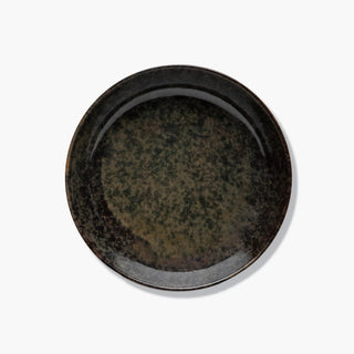 Round dark green ceramic plate 