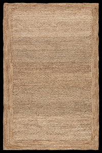 Beige woven jute rug with a natural fiber texture