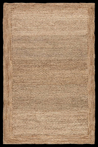 Beige woven jute rug with a natural fiber texture