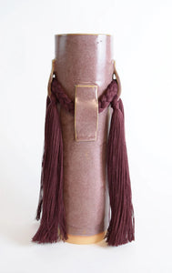 Burgundy Handcrafted Ceramic Vase with Threads
