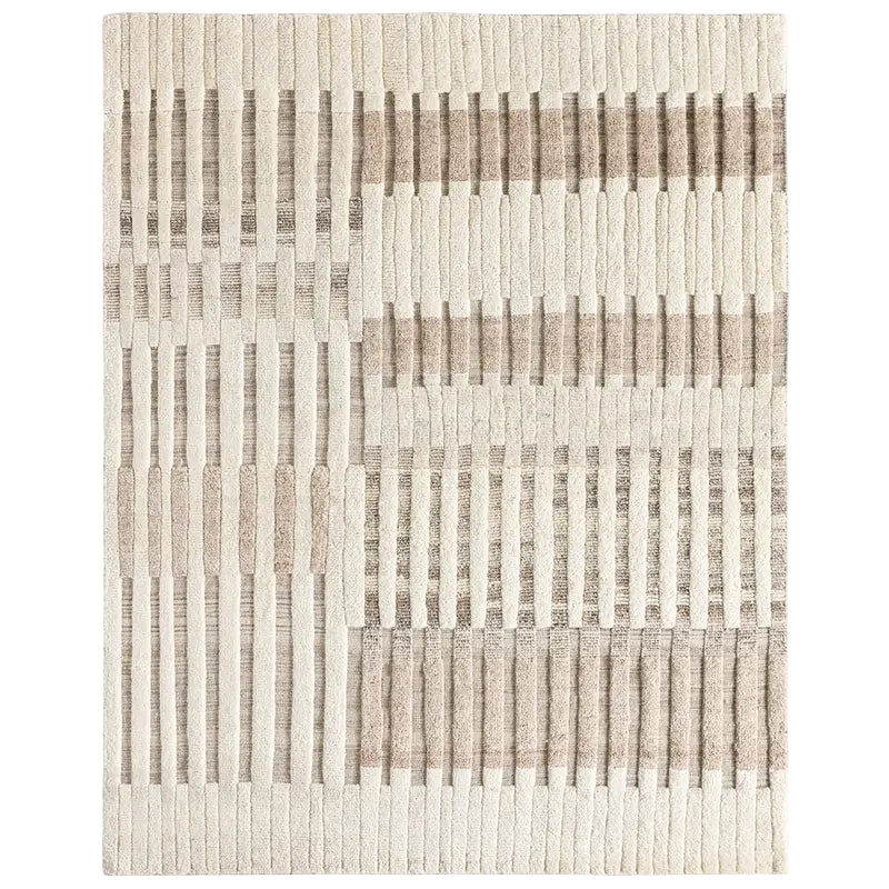 Textured area rug with horizontal stripes