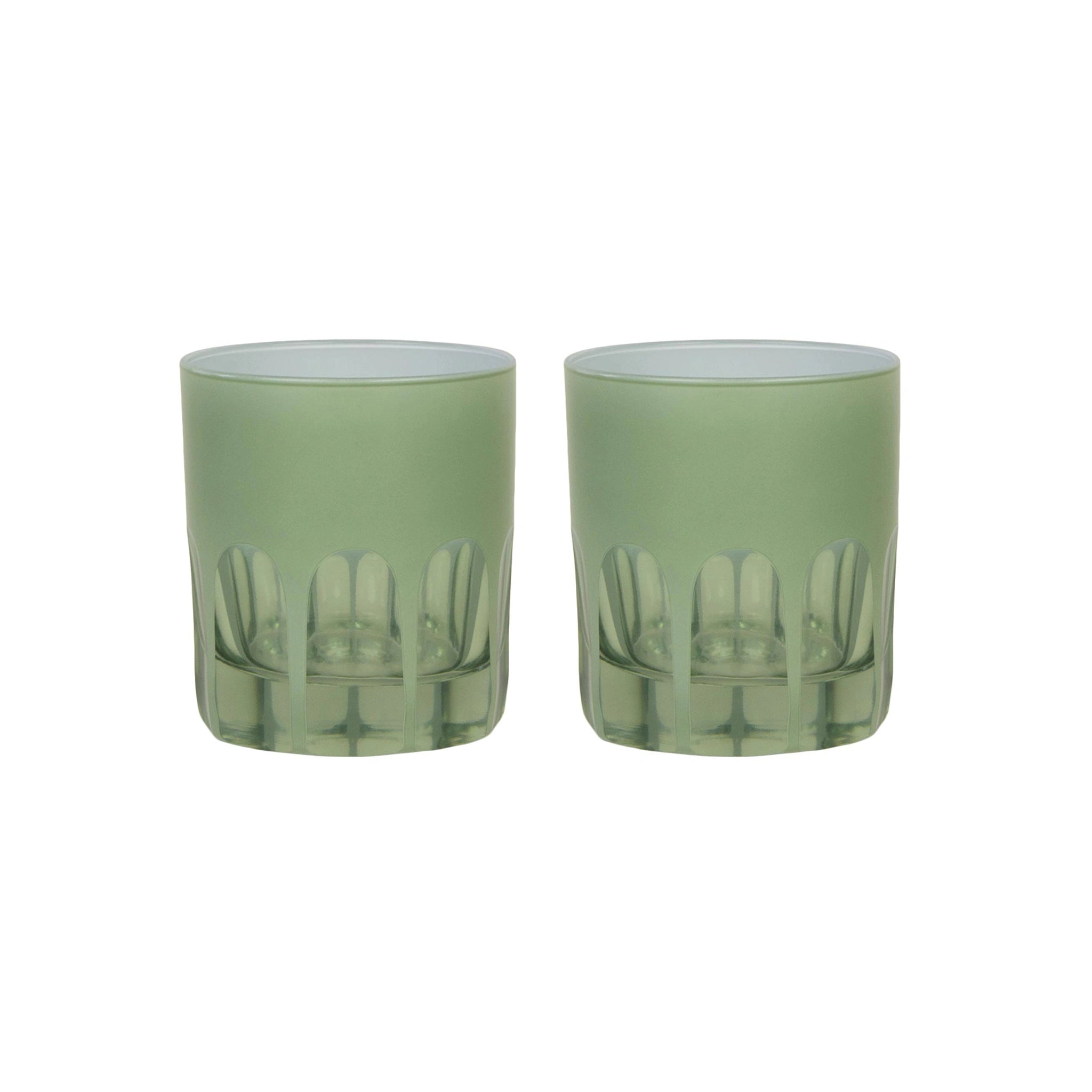 pale sage low ball glassware
