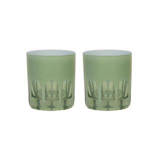 pale sage low ball glassware
