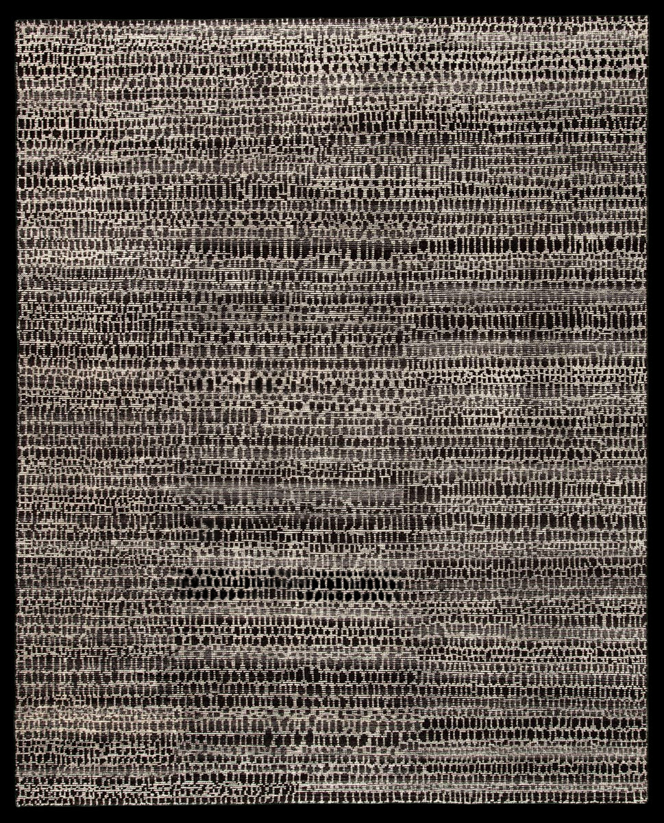 Textured black and gray area rug with a subtle pattern