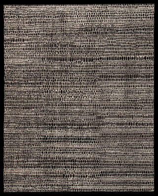 Textured black and gray area rug with a subtle pattern