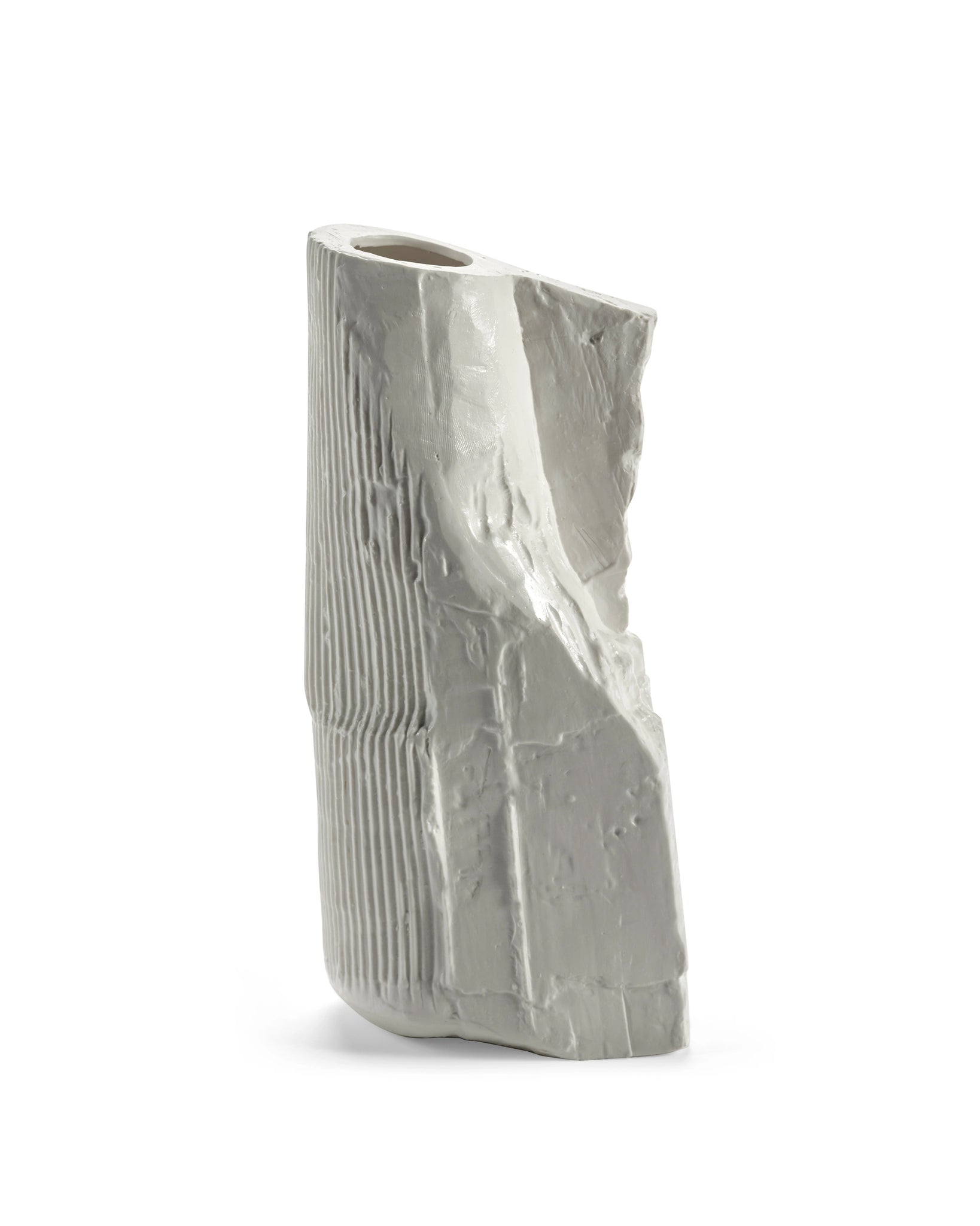 sculptural white ceramic vase 