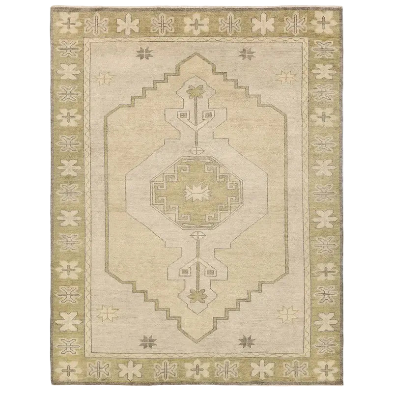 Beige area rug with geometric pattern 