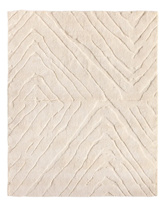 Beige textured area rug with wavy pattern 