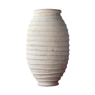 White ceramic Moroccan outdoor vase with textured surface