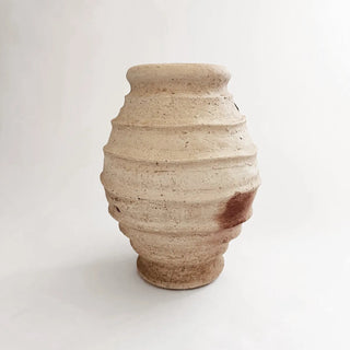 White ceramic Moroccan outdoor vase with textured surface