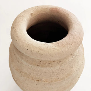 White ceramic Moroccan outdoor vase with textured surface