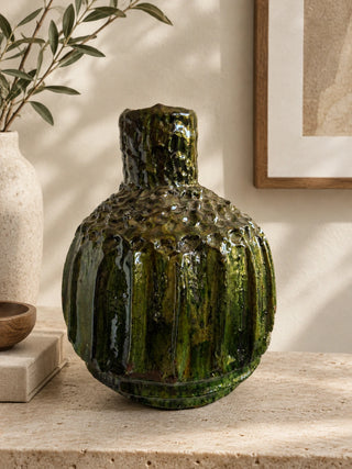 Green glazed ceramic vase
