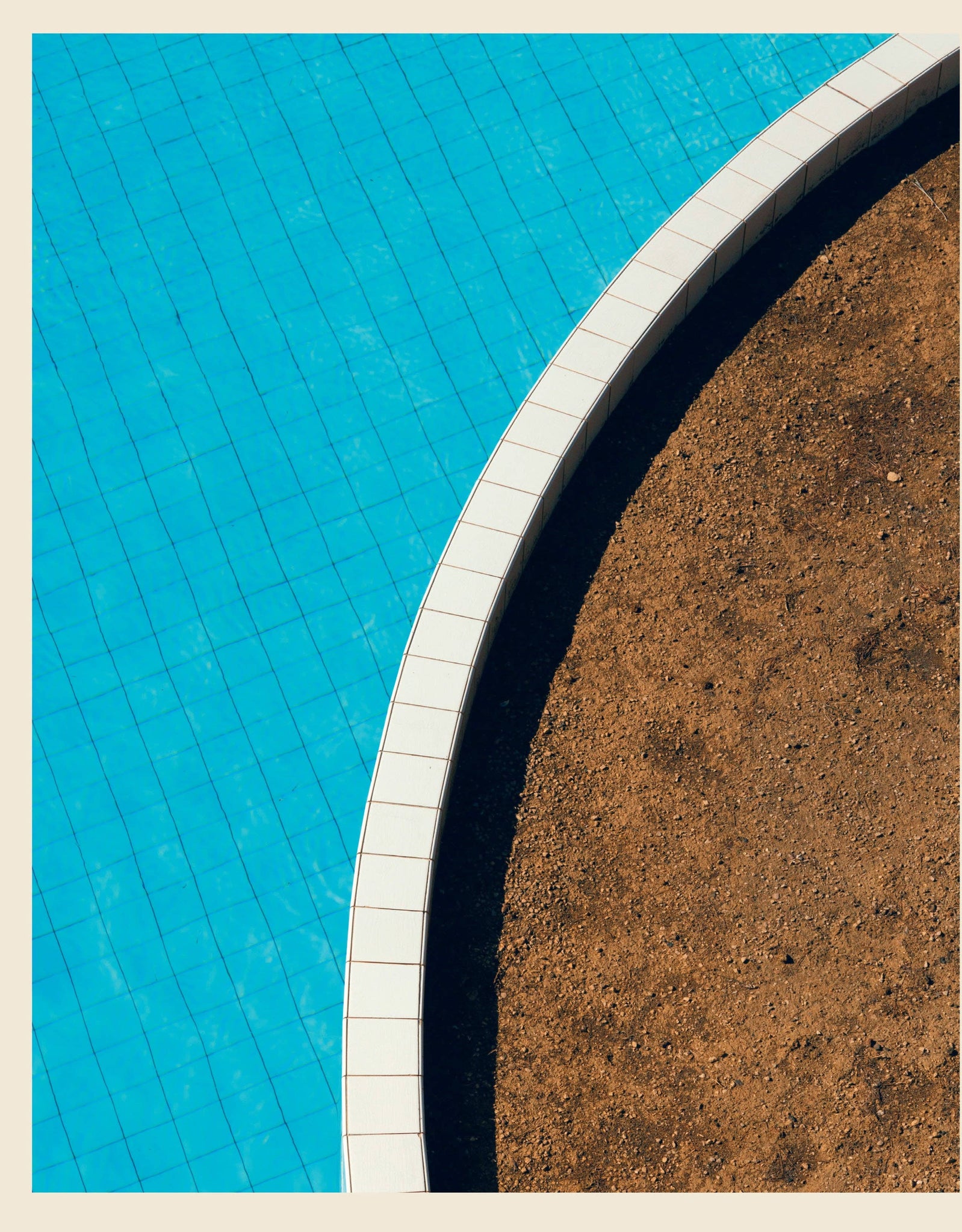 Abstract pool composition of blue, white, and brown colors.