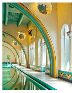 Decorative interior with arches and colorful tiles