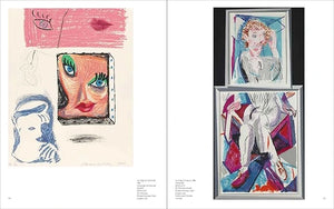 Artistic illustrations of faces and figures on a white background