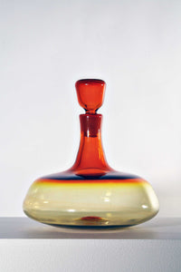 ombre orange and yellow vintage glass decanter