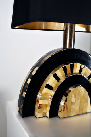 Vintage Table Lamps in Bone and Black Lacquer
