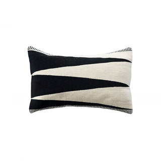Blaga wool throw pillow in a contemporary geometric design hand-woven on a pedal loom in Oaxaca, Mexico