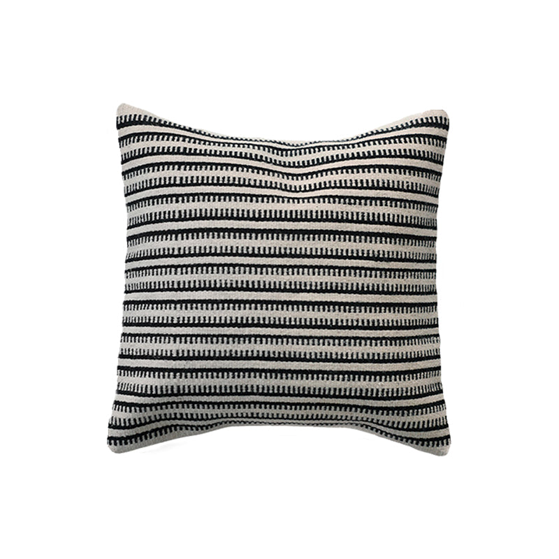 Paths wool square decorative throw pillow contemporary stripe design hand-woven Oaxaca Mexico