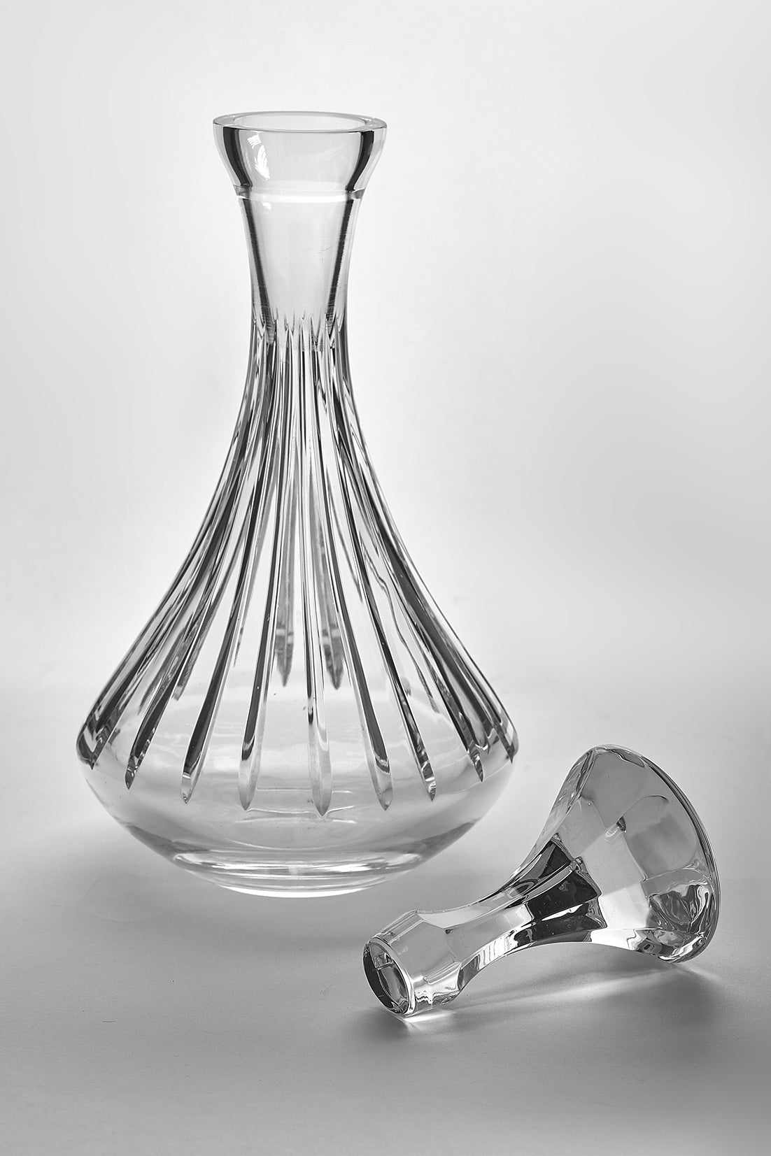 Antique decanter with stopper, made of brilliant Czech cut crystal