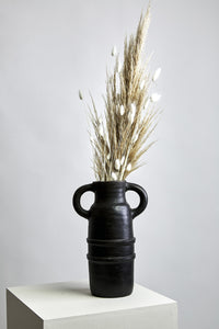 Woman Arms Natural Clay Decorative Vase black glaze handmade in Zapotec Mexico