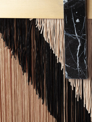 Souk decorative wall mirror silk fringes earthy colors black marble detail handmade in Portugal