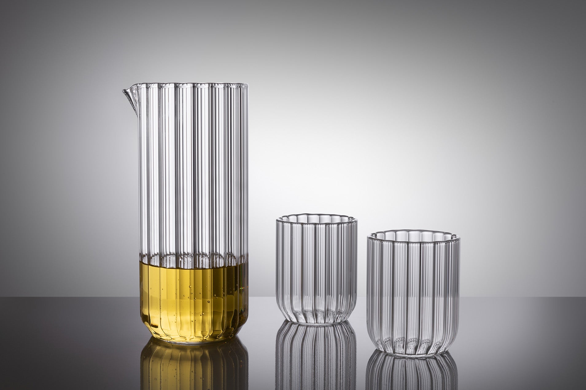 elysian collective czech dearborn fluted clear glass decanter and drinking glasses by felicia fferrone