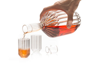 elysian collective margot collection czech fluted clear glass decanter pouring alcohol spirit designed by felicia fferrone