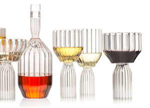 elysian collective margot collection czech fluted clear glass decanter glassware designed by felicia fferrone