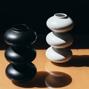 elysian collective Wave Form Flower Vase, Black and White, by designer Forma Rosa