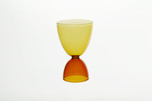 elysian collective hourglass duotone honey amber cocktail glass by mamo