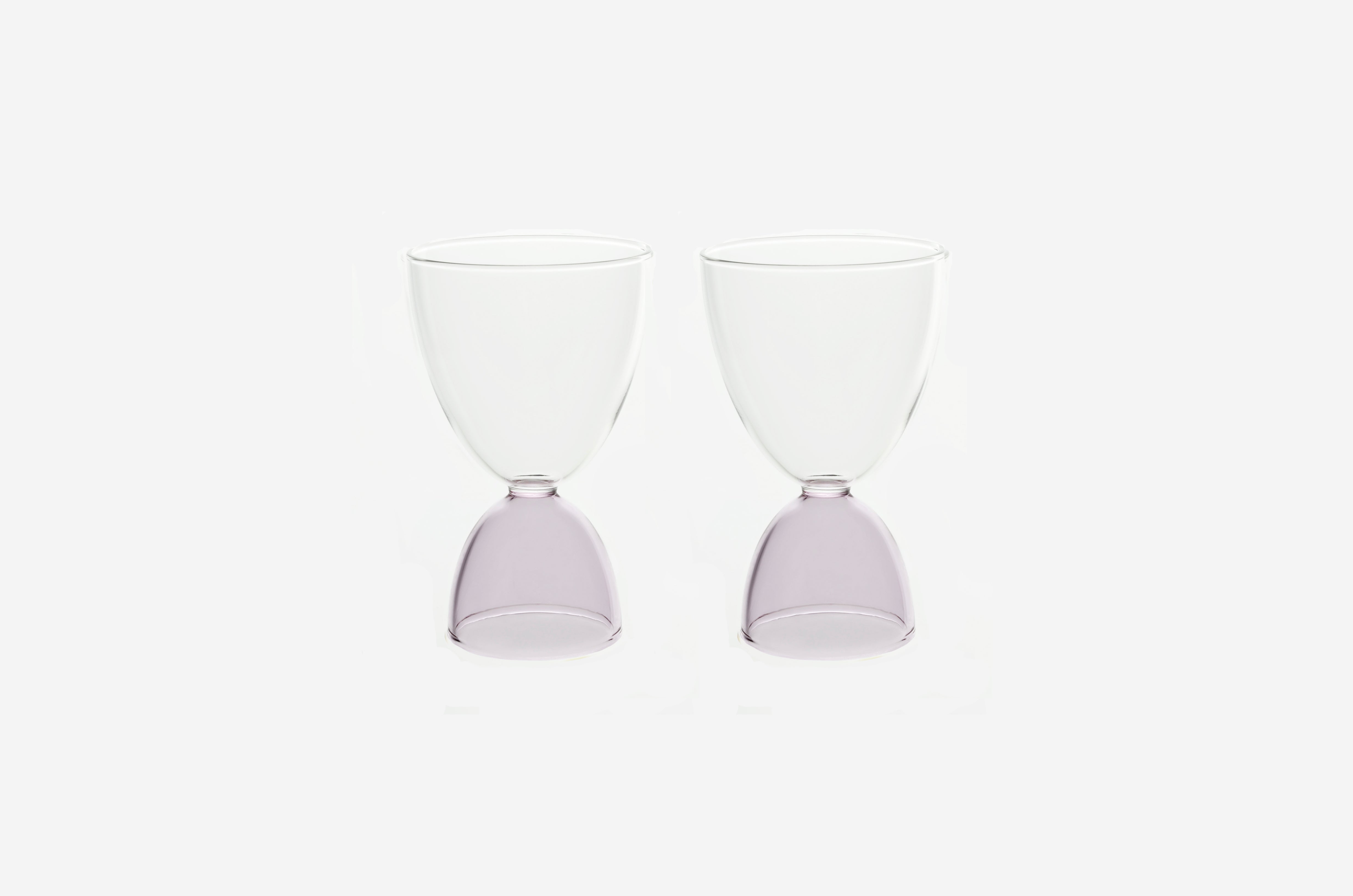 Pair of Colorful Hourglass Cocktail Glasses, Monotone Smoke