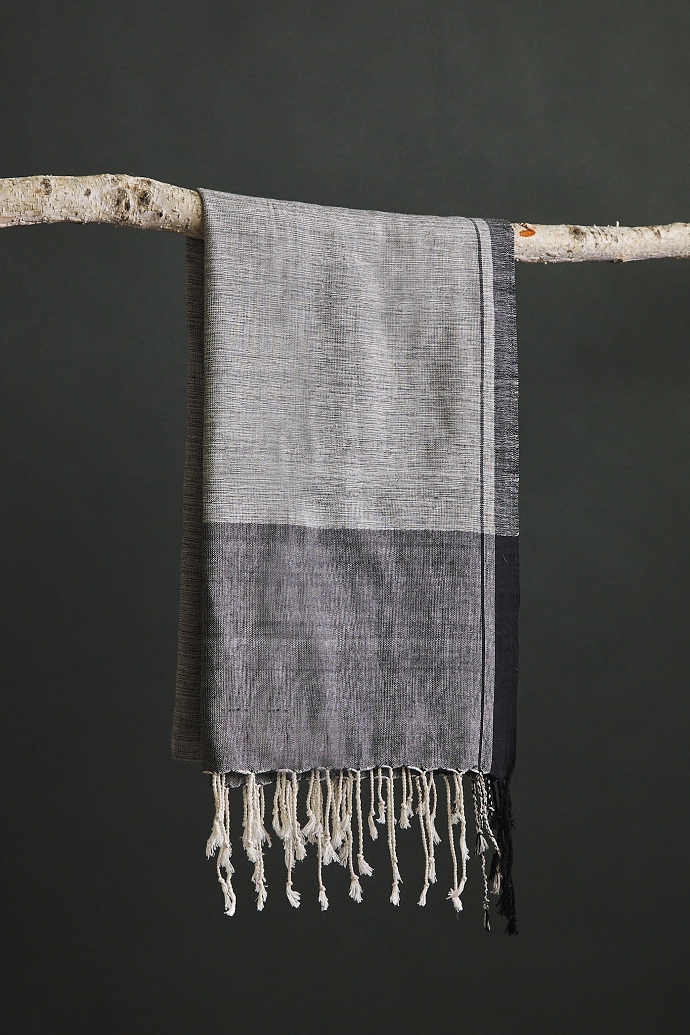Felipa towel gray and black modern color block design  with tassel
