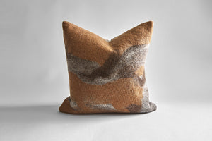 Redwood rust square decorative pillow felted shetland gray wool