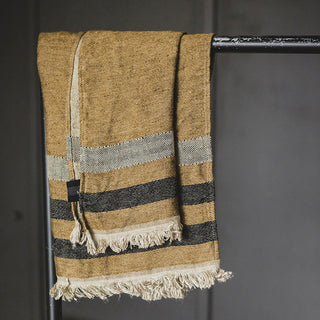 striped rust and black belgian linen towel
